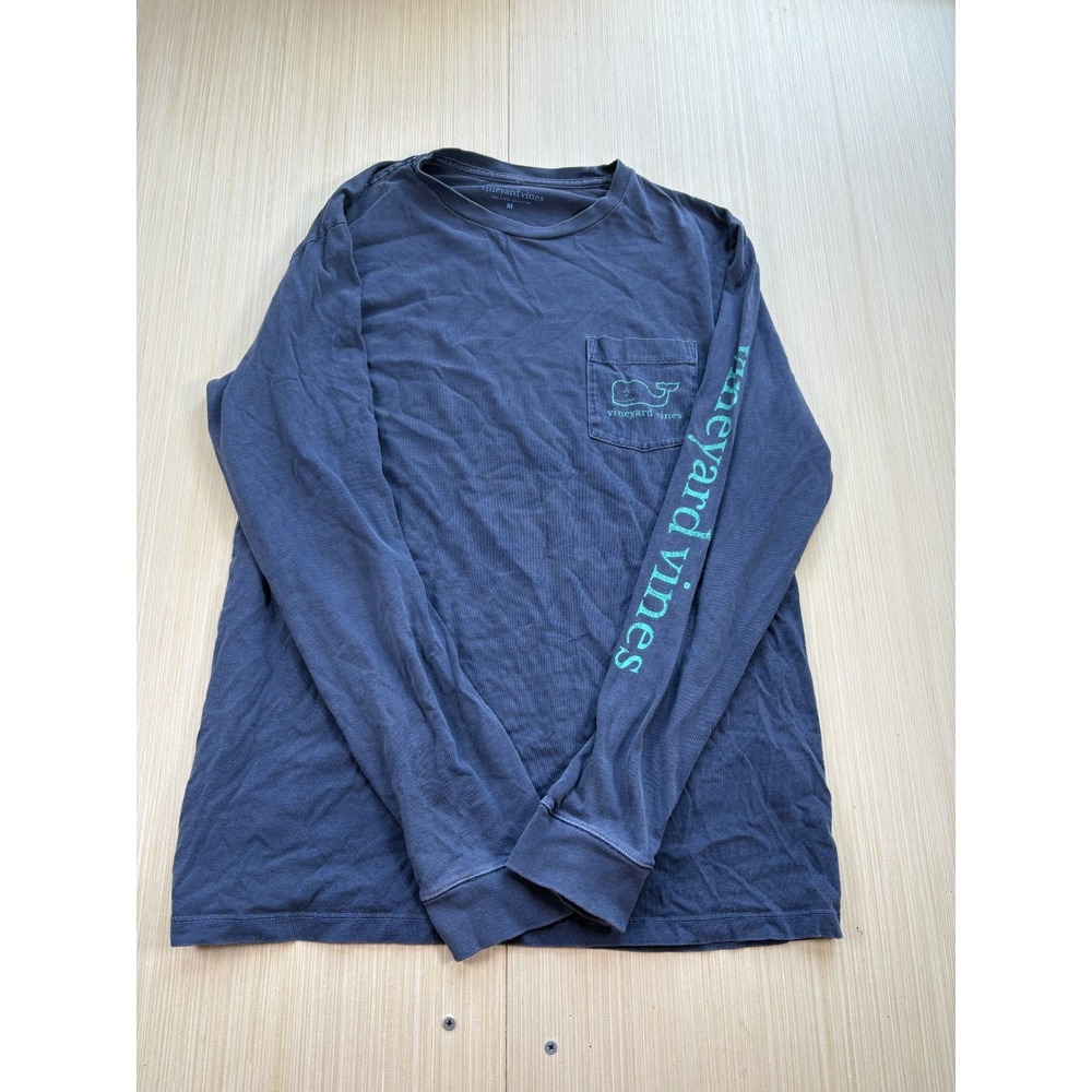 Vineyard‎ Vines Shirt Mens Medium Navy Blue Long Sleeve Logo Crew Neck Pullover